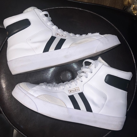 Polo Ralph Lauren Court Gervin Vulc Mid Top Leather Sneaker men’s size 10 - Picture 1 of 12